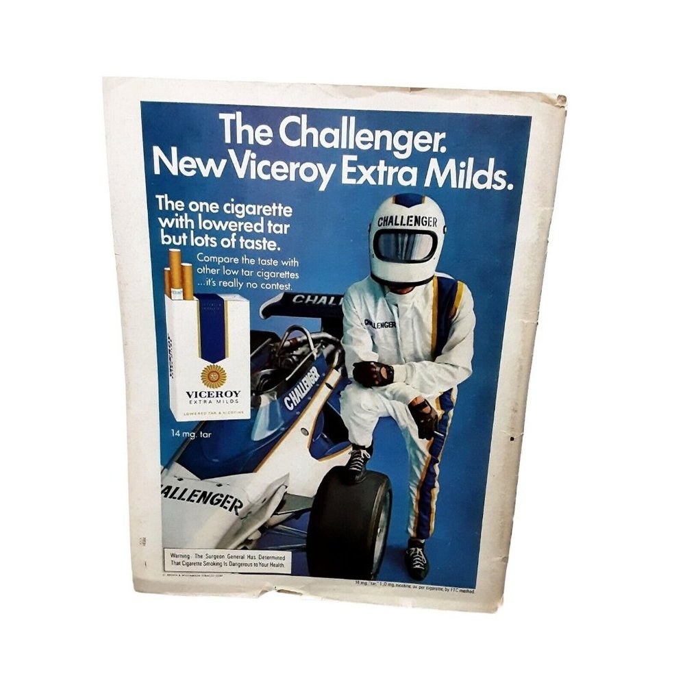 1974 Viceroy Cigarettes The Challenger Indy Racing Vintage Print Ad 70s